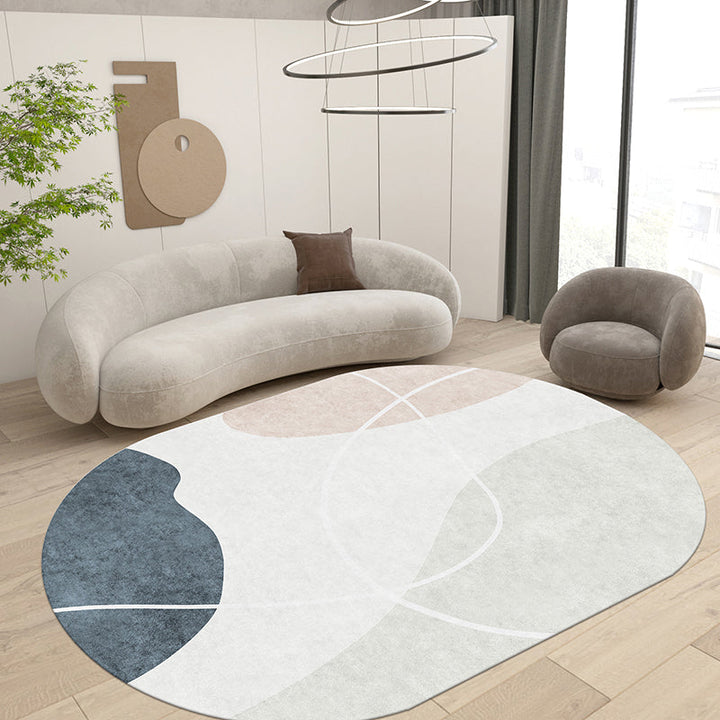 Lisslune | Scandinavian Living Room Wallpaper Multicolored Color Block Indoor Carpet Synthetic Non-Slip Back Easy-Care Carpet