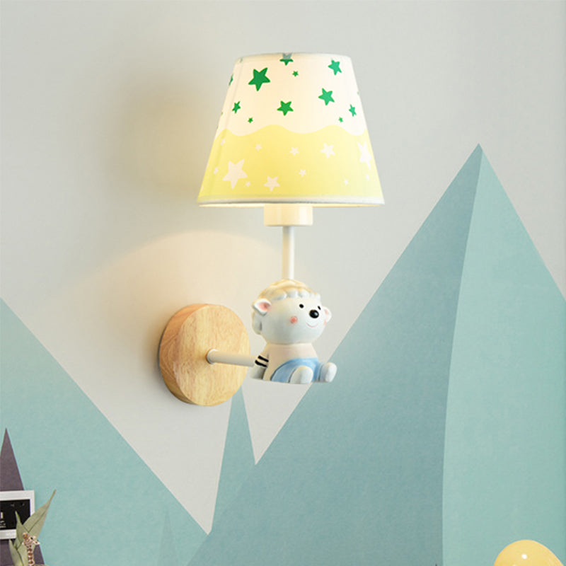 Skørter | Modern Wall Lamp Reduced Shade Single Light Wood Wall Lamp with Animal for Teen