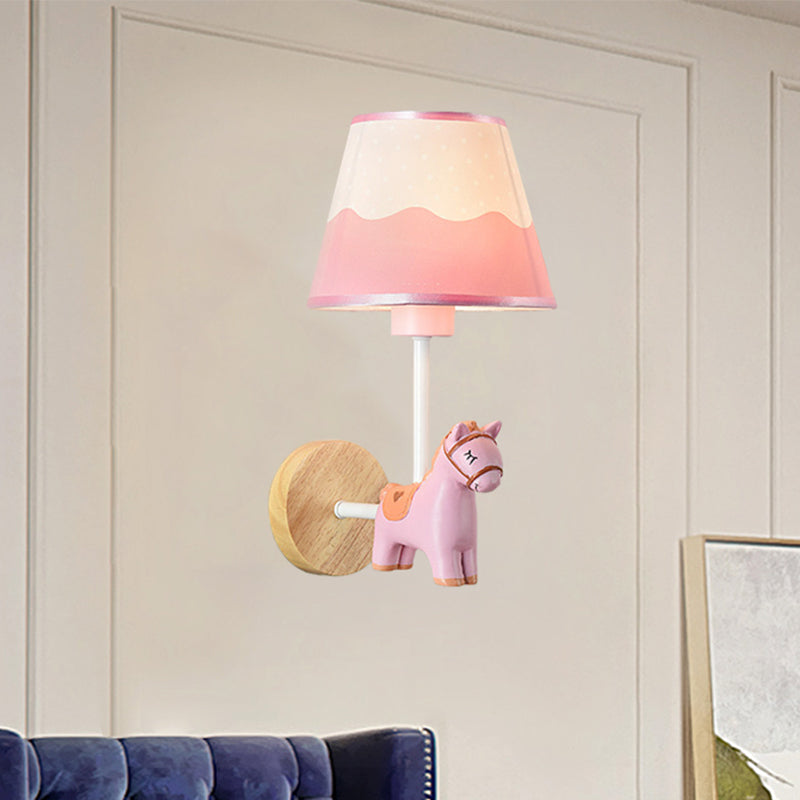 Skørter | Modern Wall Lamp Reduced Shade Single Light Wood Wall Lamp with Animal for Teen