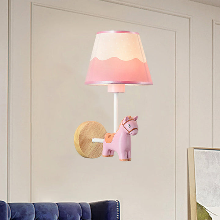 Skørter | Modern Wall Lamp Reduced Shade Single Light Wood Wall Lamp with Animal for Teen
