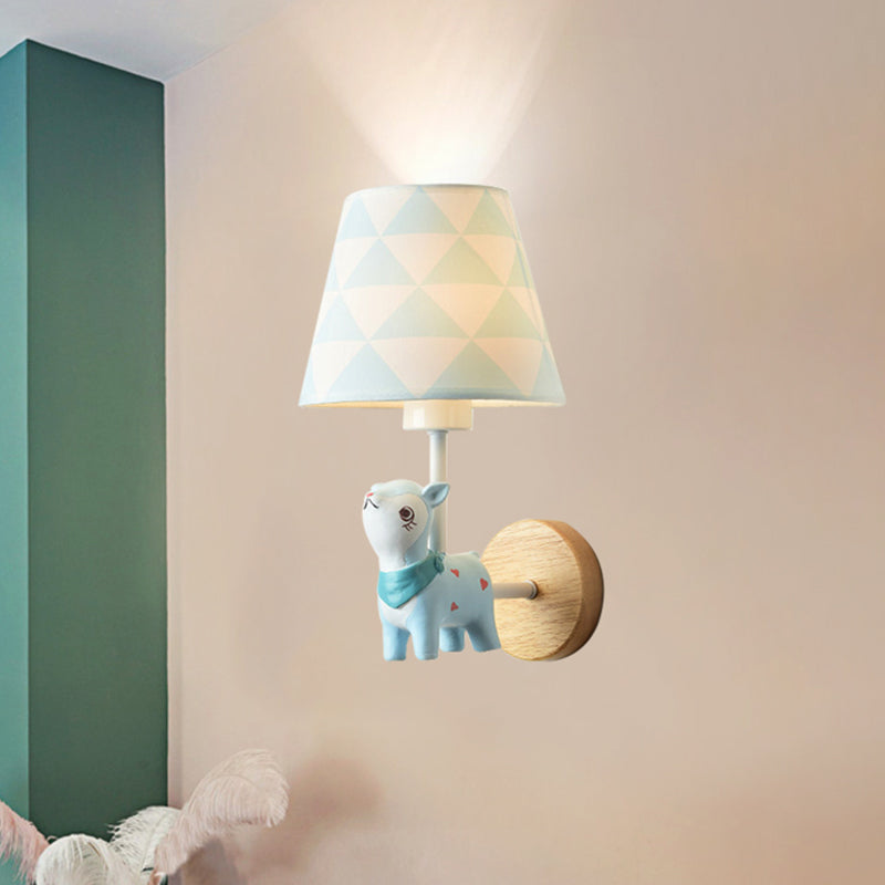 Skørter | Modern Wall Lamp Reduced Shade Single Light Wood Wall Lamp with Animal for Teen