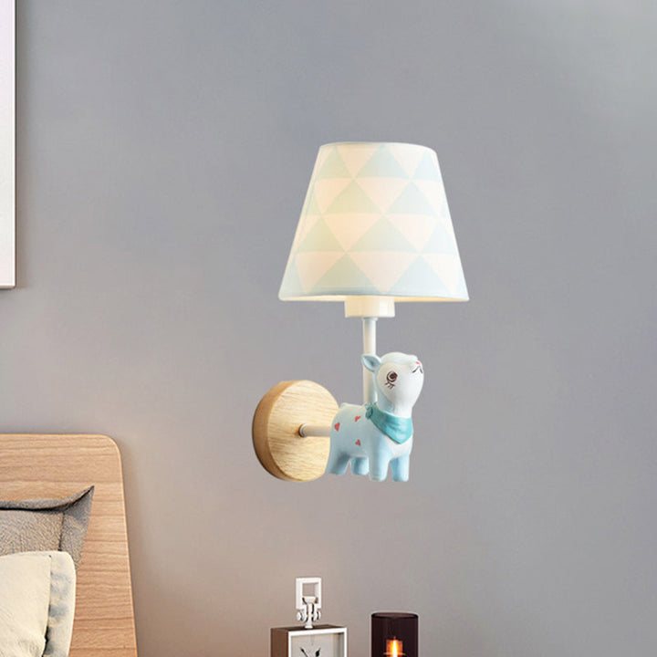 Skørter | Modern Wall Lamp Reduced Shade Single Light Wood Wall Lamp with Animal for Teen