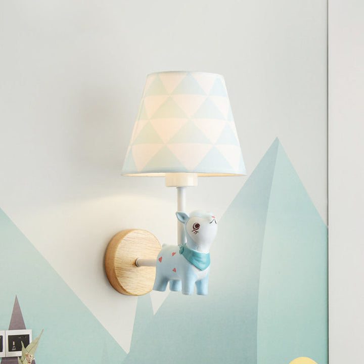 Skørter | Modern Wall Lamp Reduced Shade Single Light Wood Wall Lamp with Animal for Teen