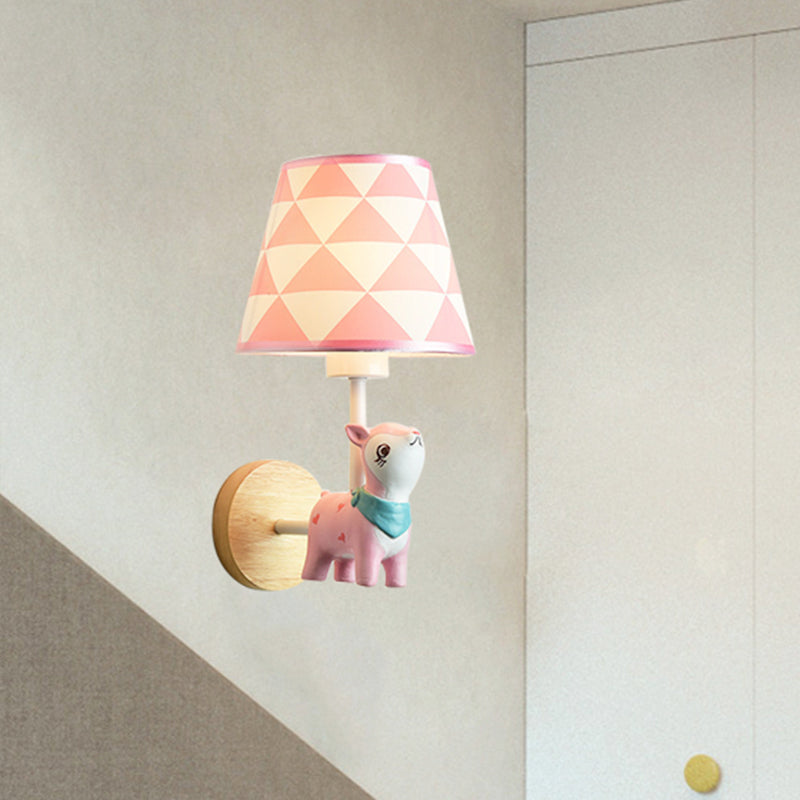 Skørter | Modern Wall Lamp Reduced Shade Single Light Wood Wall Lamp with Animal for Teen