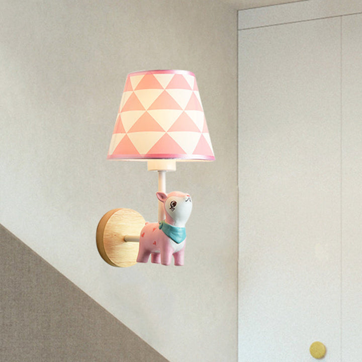 Skørter | Modern Wall Lamp Reduced Shade Single Light Wood Wall Lamp with Animal for Teen