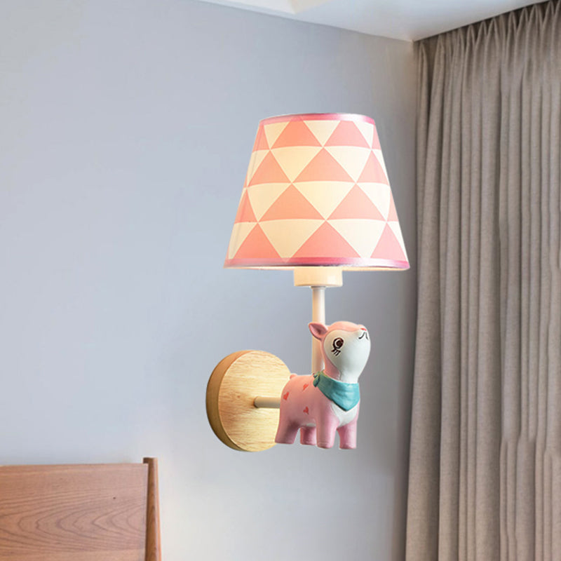 Skørter | Modern Wall Lamp Reduced Shade Single Light Wood Wall Lamp with Animal for Teen