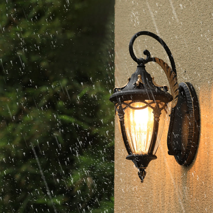 Lisslune | Droplet-shaped garden wall lamp retro clear glass 1 head wall-mounted lighting fixture