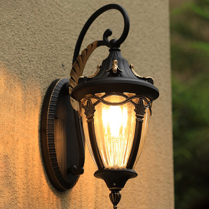 Lisslune | Droplet-shaped garden wall lamp retro clear glass 1 head wall-mounted lighting fixture