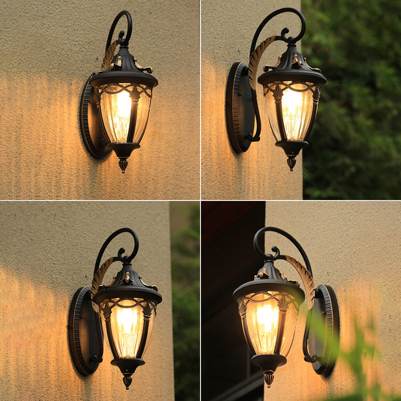 Lisslune | Droplet-shaped garden wall lamp retro clear glass 1 head wall-mounted lighting fixture