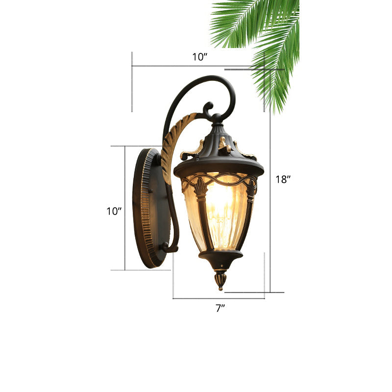 Lisslune | Droplet-shaped garden wall lamp retro clear glass 1 head wall-mounted lighting fixture