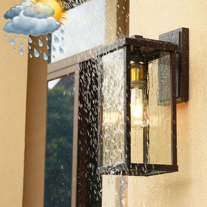 Lisslune | 1 Head Box Wall Sconce Simplicity Coffee Clear Glass Wall Mount Lamp for Outdoor