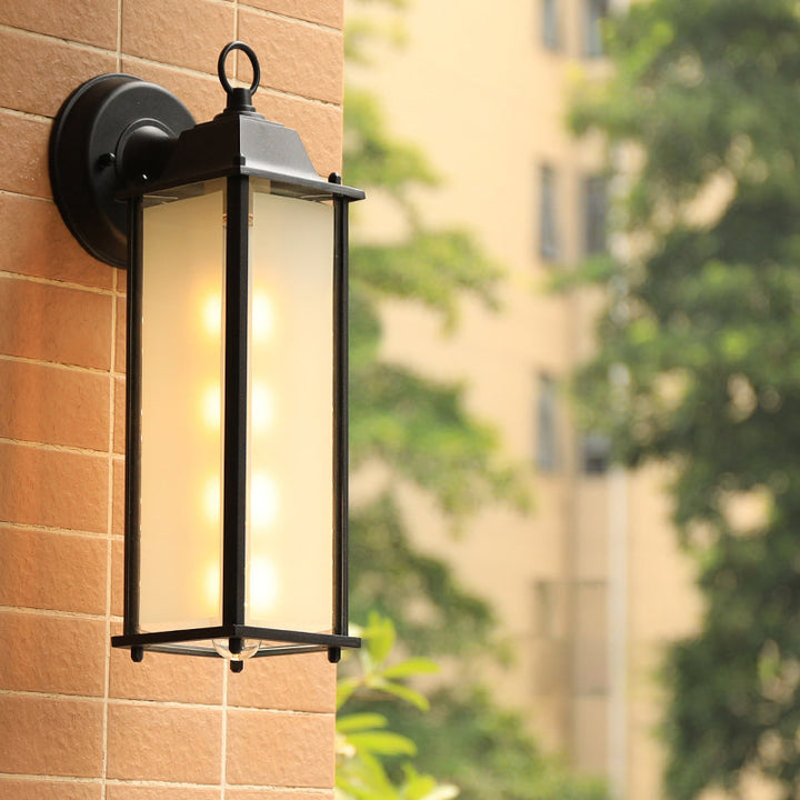 Lisslune | Glass Box Wall Light Lamp Simplicity 1 Head Outdoor Wall Mounted Lighting in Black