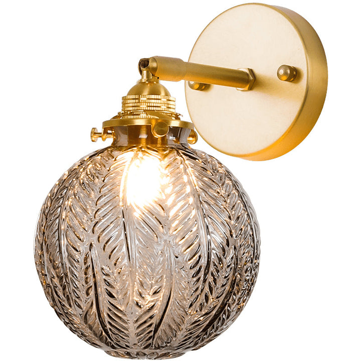 Lisslune | Textured Glass Ball Wall Light Simple Single Gold Wall Mounted Light with Adjustable Joint