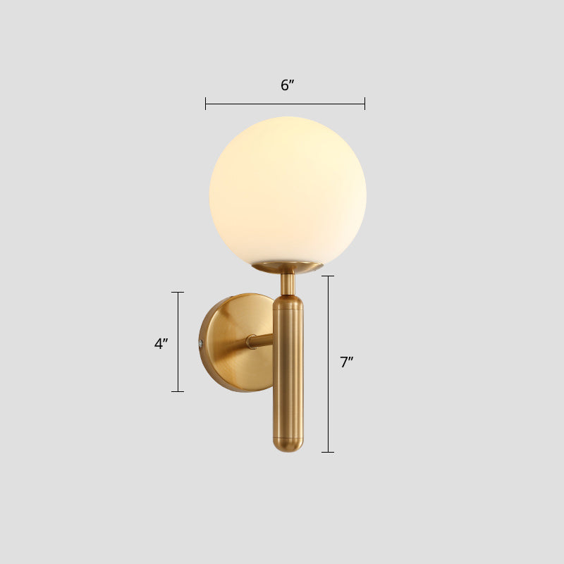 Lisslune | Ball Shade Hall Wall Sconce Lighting Glass 1-Head Minimalist Wall-Mounted Lamp