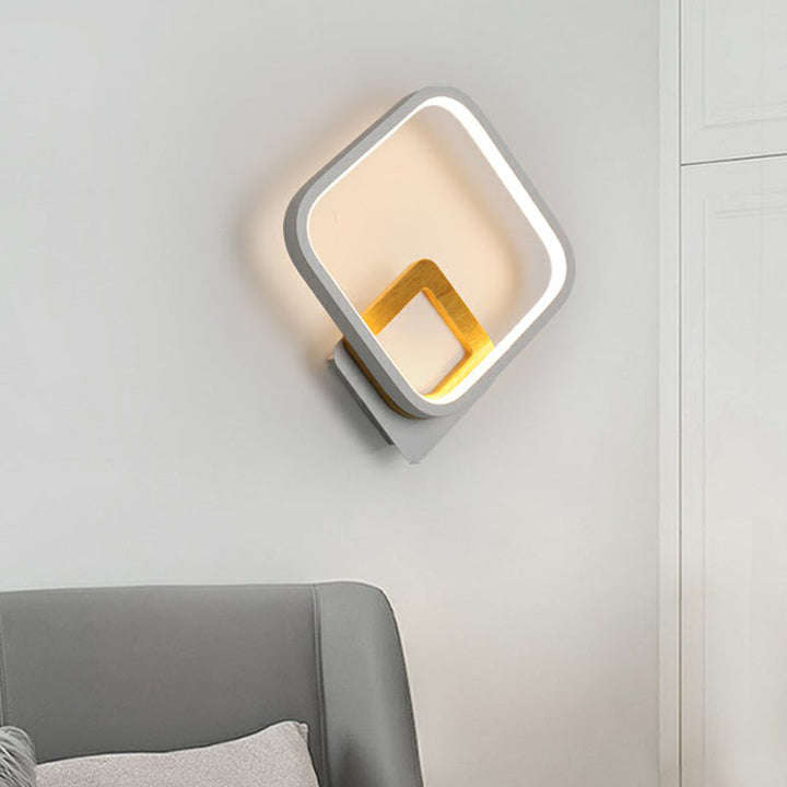 Lisslune | White Square Wall Sconce Lamp Minimalistic LED Metal Wall Lamp for the Bedroom