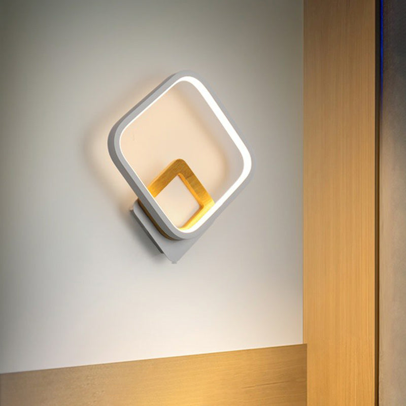 Lisslune | White Square Wall Sconce Lamp Minimalistic LED Metal Wall Lamp for the Bedroom