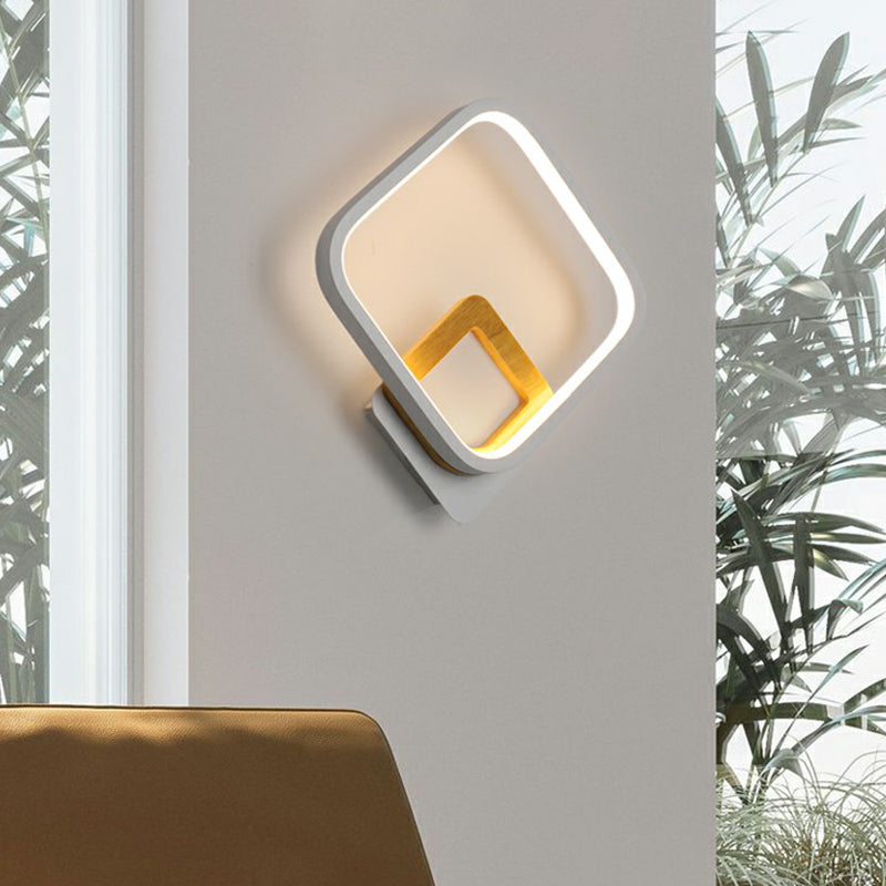 Lisslune | White Square Wall Sconce Lamp Minimalistic LED Metal Wall Lamp for the Bedroom