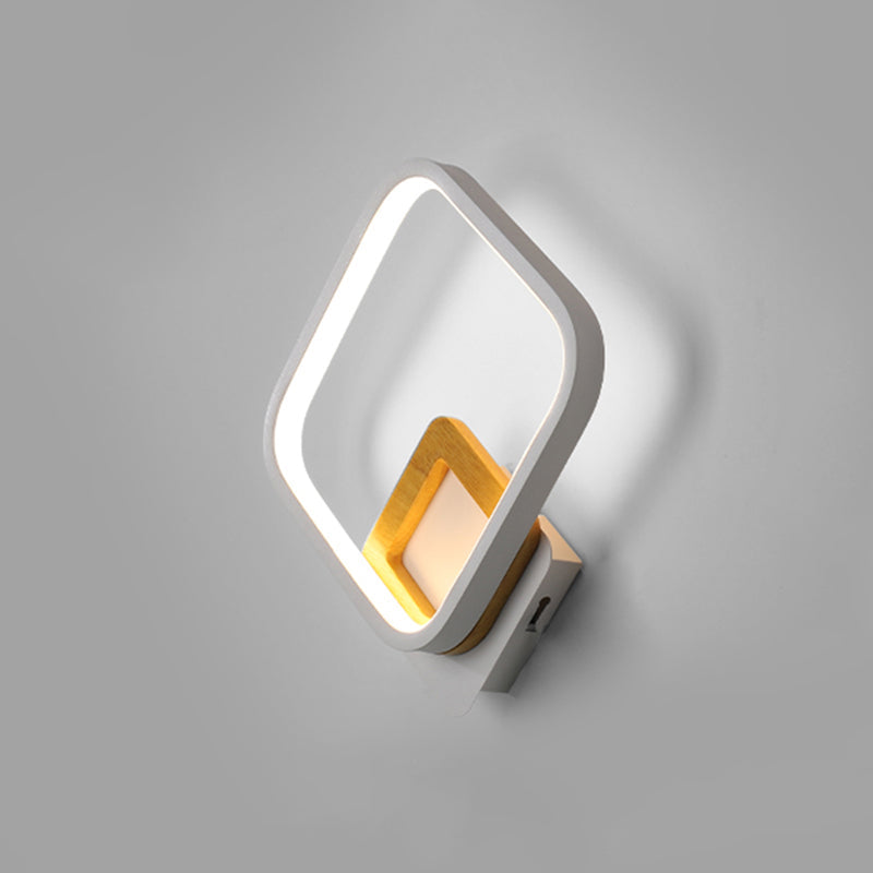Lisslune | White Square Wall Sconce Lamp Minimalistic LED Metal Wall Lamp for the Bedroom