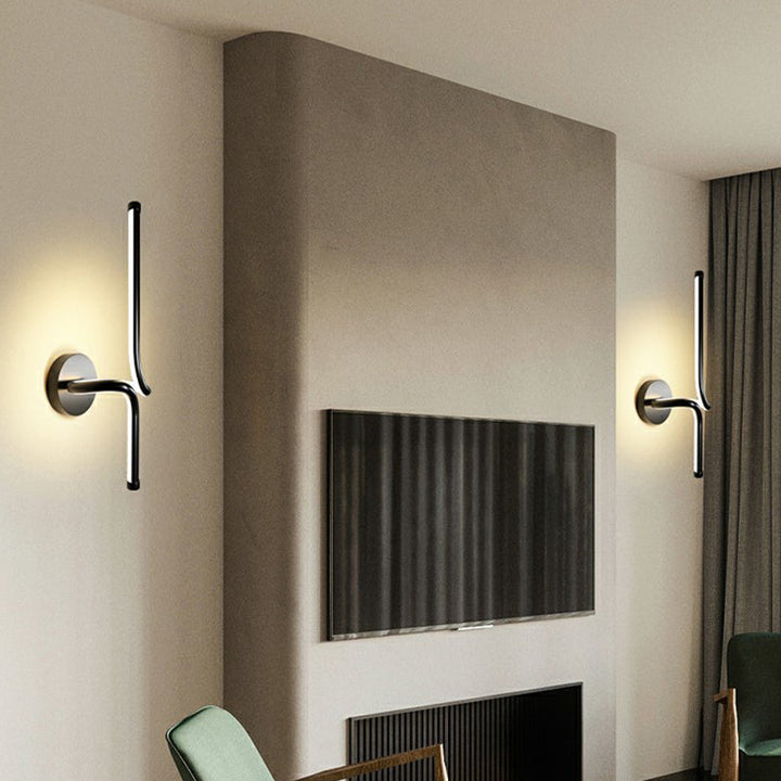 Lisslune | Linear Nightstand Wall Lighting Metallic Minimalist Style LED Wall Light