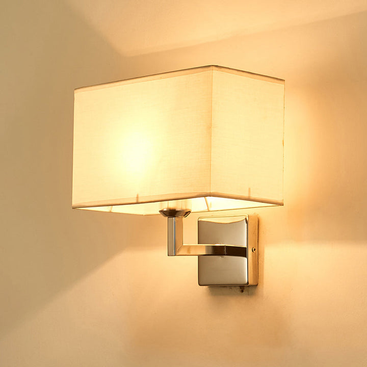Lisslune | Rectangular Fabric Wall Lamp Minimalist 1 Head Wall Mounted Lighting for Bedroom