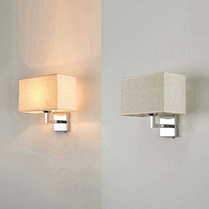 Lisslune | Rectangular Fabric Wall Lamp Minimalist 1 Head Wall Mounted Lighting for Bedroom