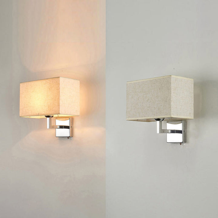 Lisslune | Rectangular Fabric Wall Lamp Minimalist 1 Head Wall Mounted Lighting for Bedroom