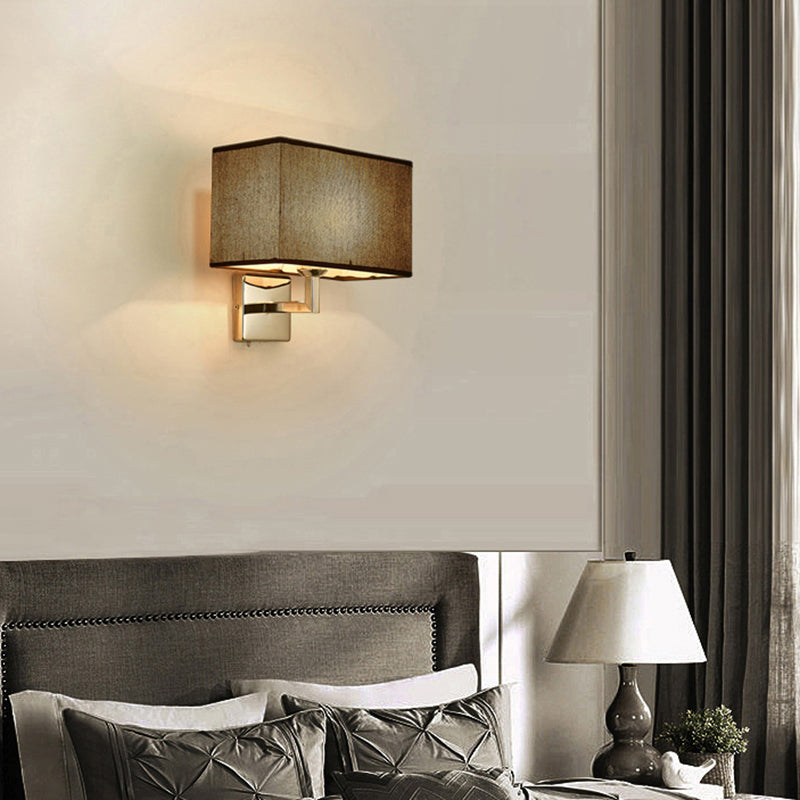 Lisslune | Rectangular Fabric Wall Lamp Minimalist 1 Head Wall Mounted Lighting for Bedroom