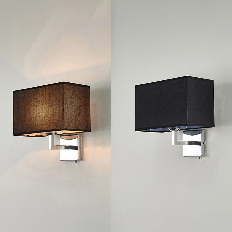Lisslune | Rectangular Fabric Wall Lamp Minimalist 1 Head Wall Mounted Lighting for Bedroom