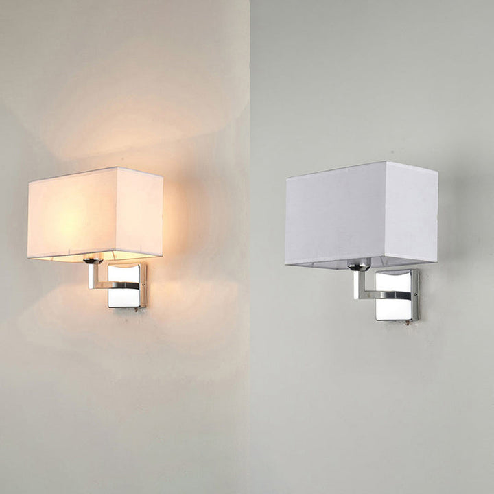 Lisslune | Rectangular Fabric Wall Lamp Minimalist 1 Head Wall Mounted Lighting for Bedroom