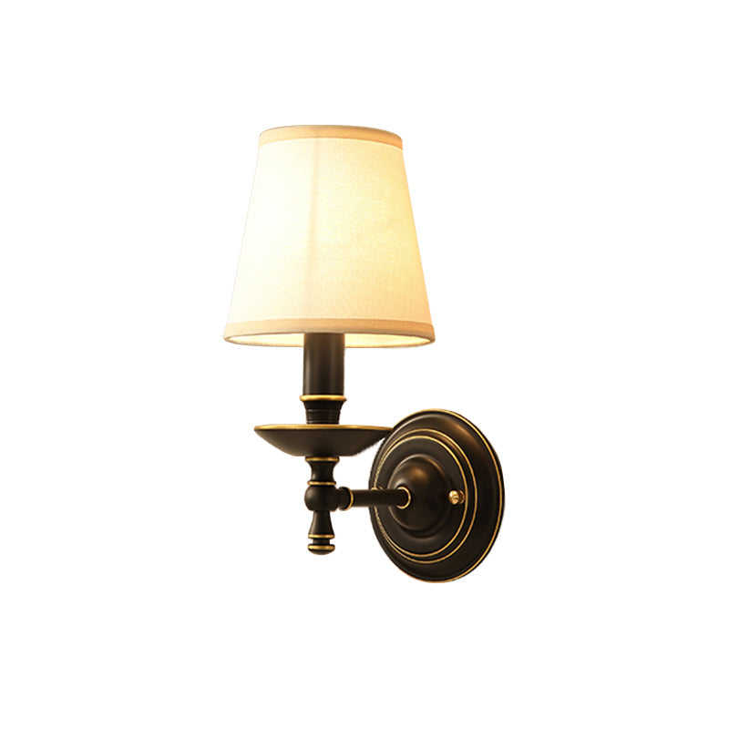 Lisslune | Cone-shaped Fabric Wall Mount Lamp Simple Style 1-Bulb Black Wall Lamp for Dining Room