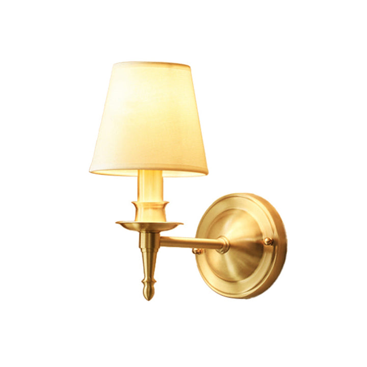 Lisslune | Single-Bulb Bedroom Wall Light Modern Gold Wall Light with Conical Fabric Shade
