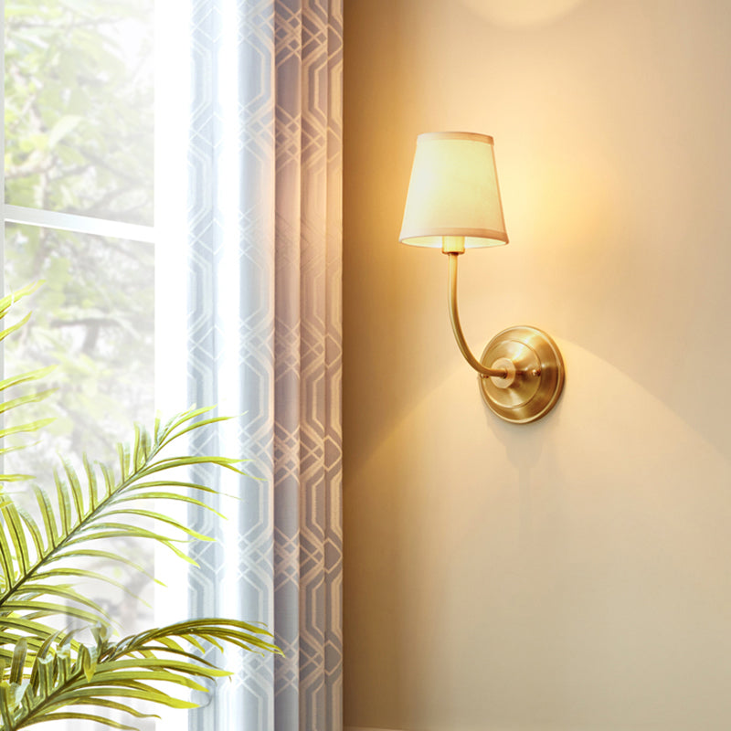 Lisslune | Conic Wall Lamps Fixture Simplicity Fabric 1-Light Foyer Wall Lamp Ideas in Gold