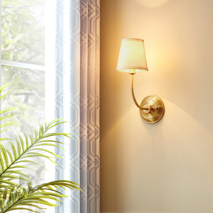 Lisslune | Conic Wall Lamps Fixture Simplicity Fabric 1-Light Foyer Wall Lamp Ideas in Gold