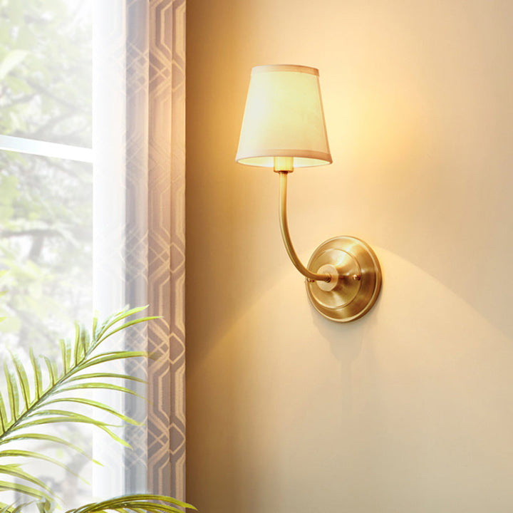 Lisslune | Conic Wall Lamps Fixture Simplicity Fabric 1-Light Foyer Wall Lamp Ideas in Gold