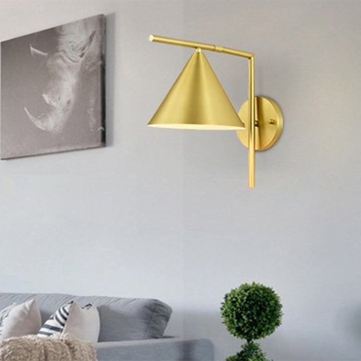 Lisslune | Cone Metal Wall Lighting Contemporary 1 Light Black/White/Gold Wall Lamp Over Table, 8" B