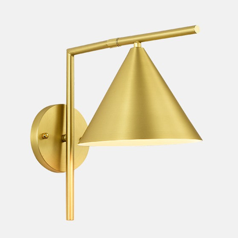 Lisslune | Cone Metal Wall Lighting Contemporary 1 Light Black/White/Gold Wall Lamp Over Table, 8" B
