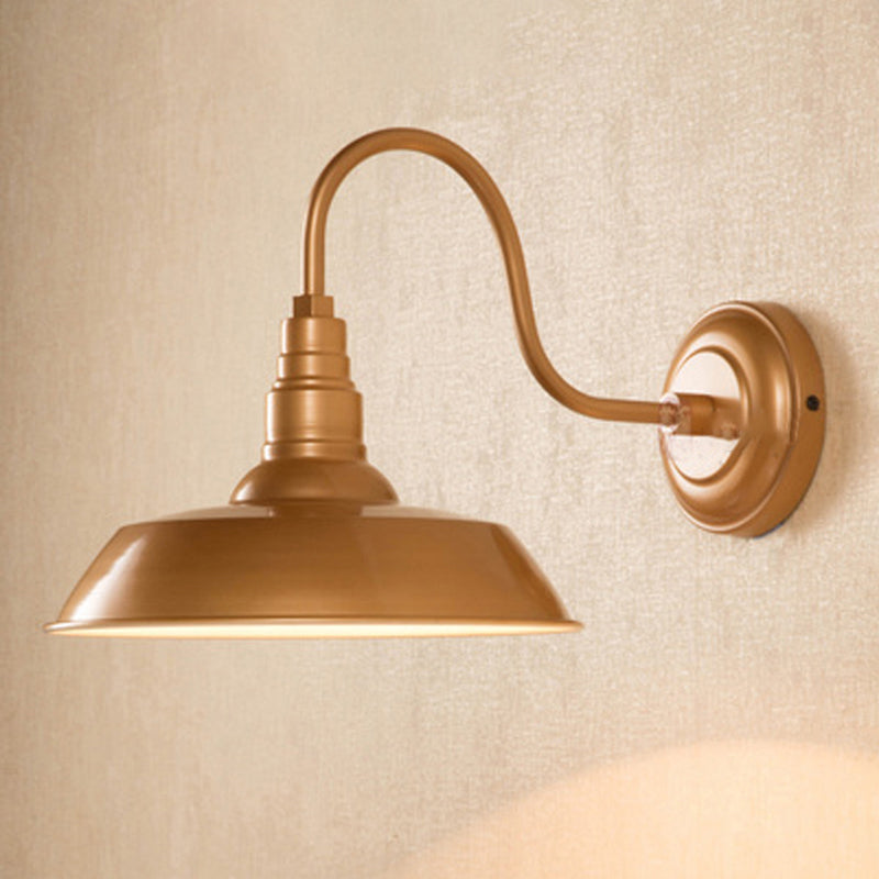 Lisslune | Single bulb wall lighting industrial pot lid-shaped iron wall lights