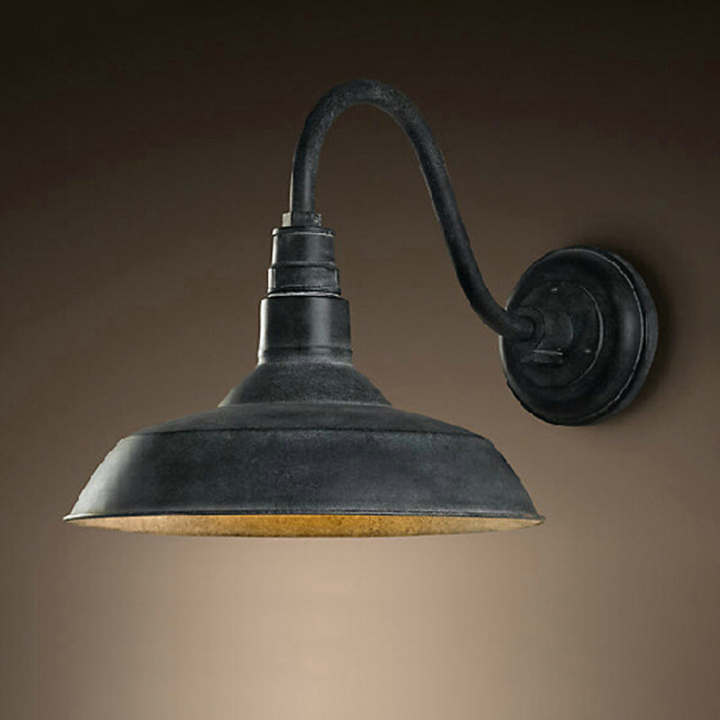 Lisslune | Single bulb wall lighting industrial pot lid-shaped iron wall lights