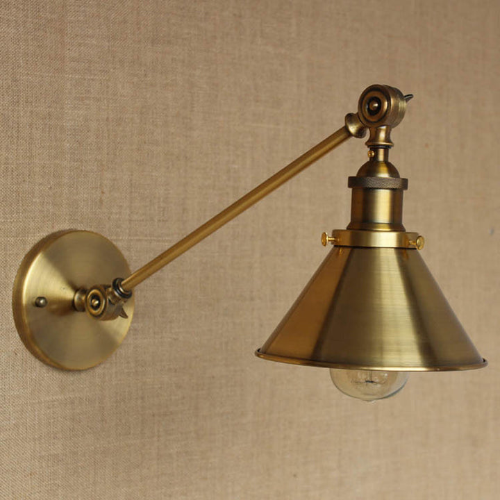 Skørter | Vintage Tapered Wall Lamp Fixture 1-Light Iron Wall Mounted Lamp in Brass for Bedroom