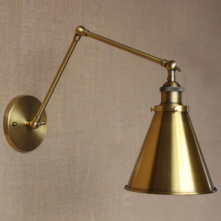 Lisslune | Cone-shaped Shade Iron Wall Mount Light Antique 1 Bulb Bedroom Wall Lighting Fixture