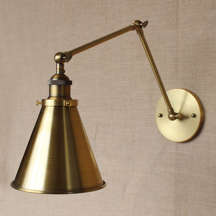 Lisslune | Cone-shaped Shade Iron Wall Mount Light Antique 1 Bulb Bedroom Wall Lighting Fixture