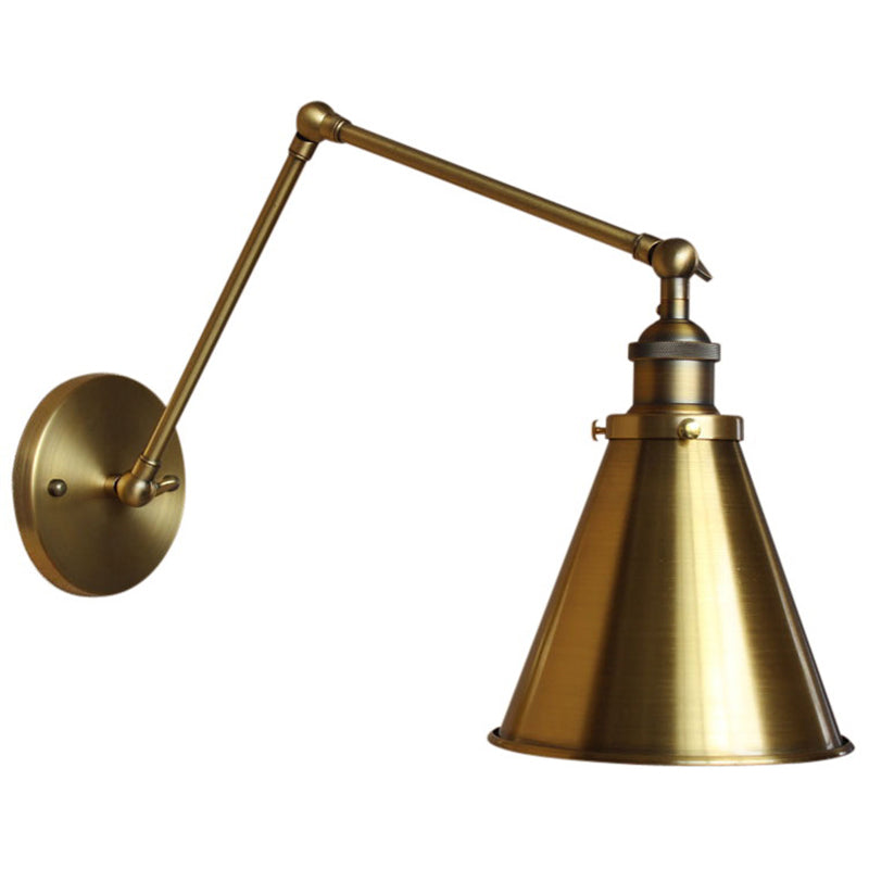 Lisslune | Cone-shaped Shade Iron Wall Mount Light Antique 1 Bulb Bedroom Wall Lighting Fixture