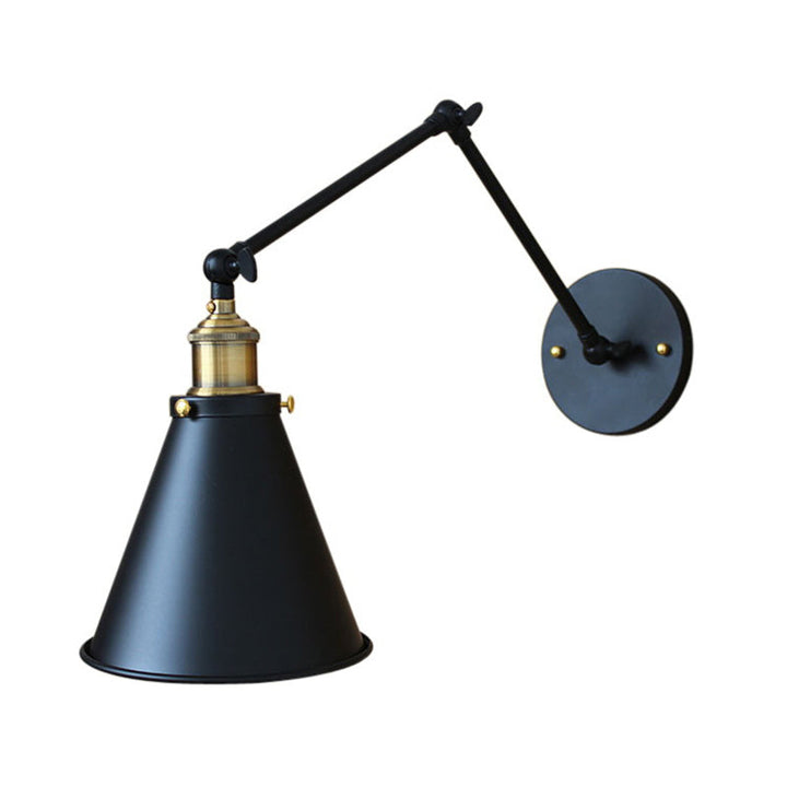 Lisslune | Cone-shaped Shade Iron Wall Mount Light Antique 1 Bulb Bedroom Wall Lighting Fixture