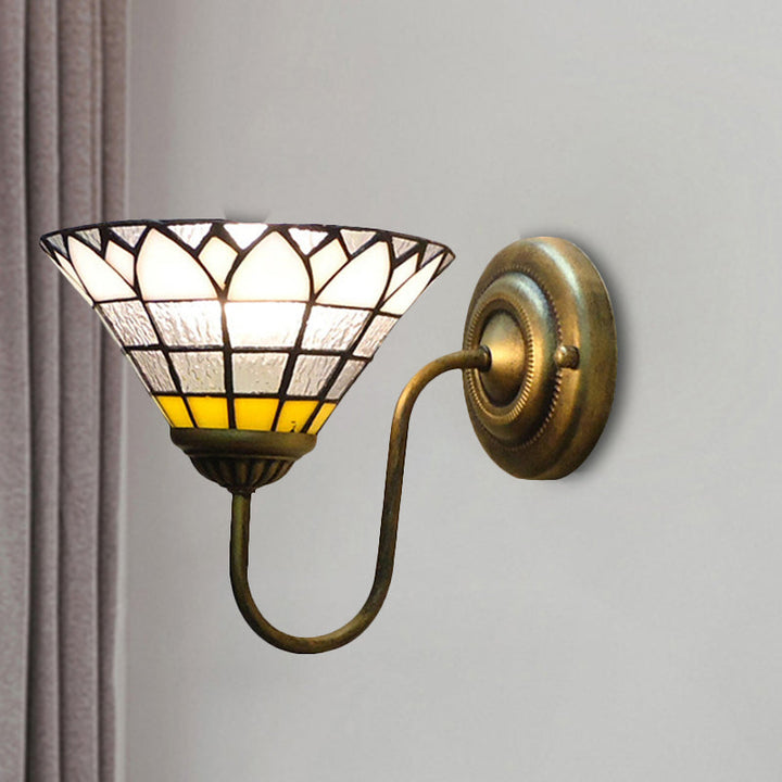 Lisslune | 1 head wall light fixture Baroque lotus clear dimple glass wall lamp for corridor