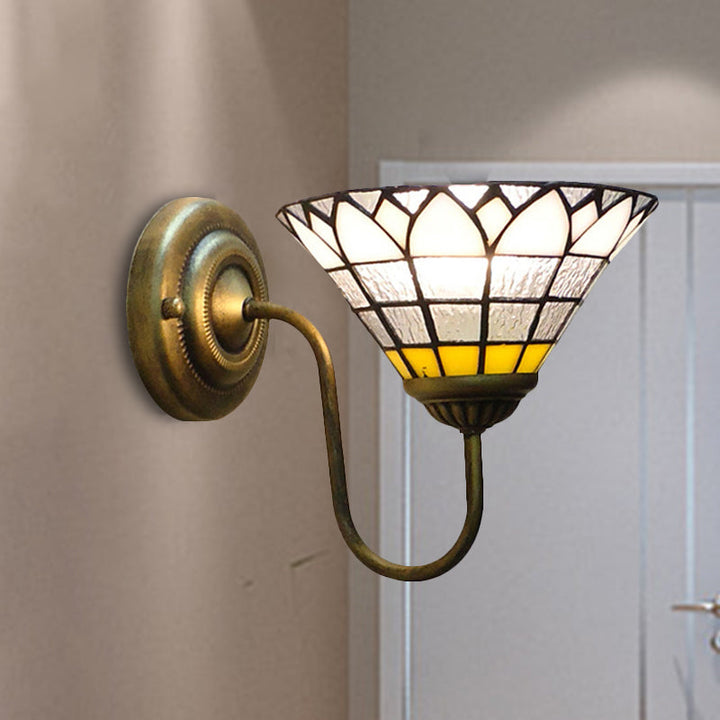 Lisslune | 1 head wall light fixture Baroque lotus clear dimple glass wall lamp for corridor