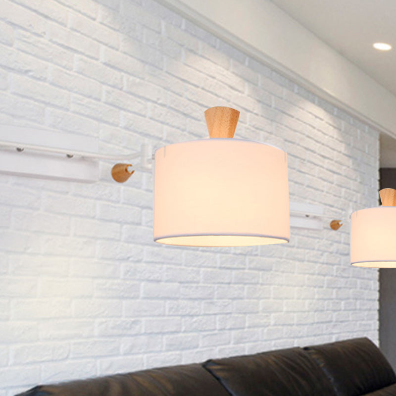 Lisslune | Drum Wall Lamp Sconce Modernism Fabric 1 Light Sconce Light in Black/White for Living Room
