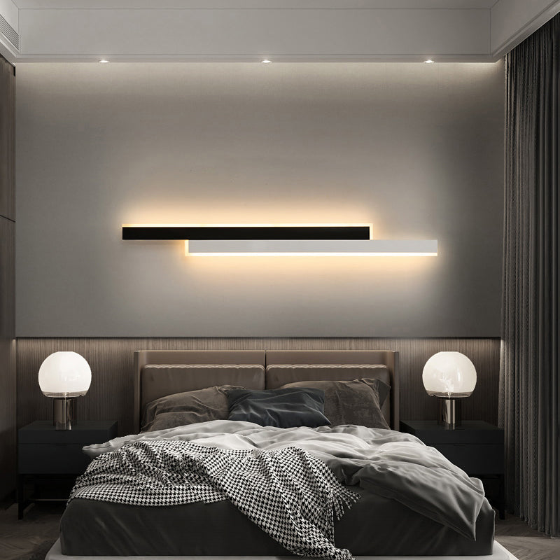 Lisslune | Black-White Linear LED Wall Light Minimalist Metal Ceiling Lamp for Hallway