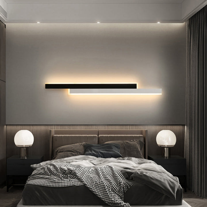 Lisslune | Black-White Linear LED Wall Light Minimalist Metal Ceiling Lamp for Hallway