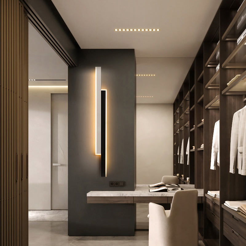 Lisslune | Black-White Linear LED Wall Light Minimalist Metal Ceiling Lamp for Hallway