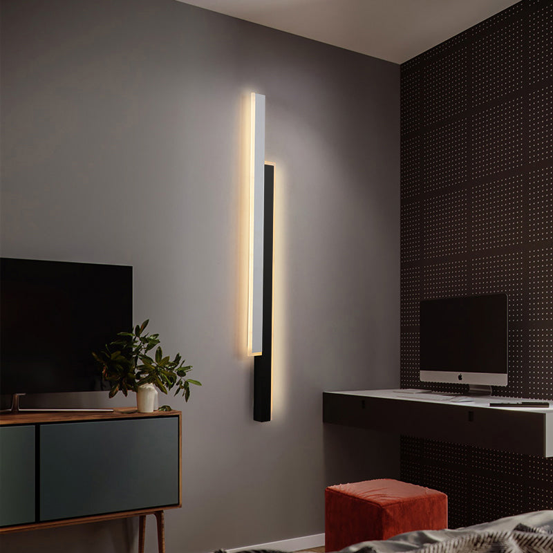Lisslune | Black-White Linear LED Wall Light Minimalist Metal Ceiling Lamp for Hallway